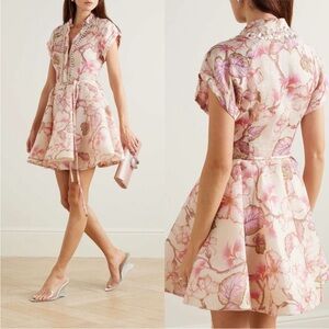 Zimmermann Size 1 Pink Floral Mini Dress